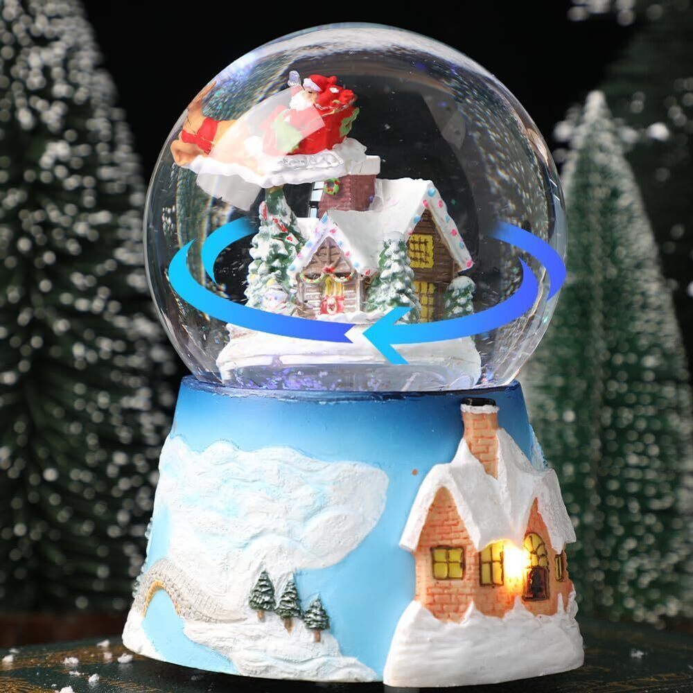 4234 Gift Wrapped Xmas Music Box Winter Wonderland Snow House Color Light